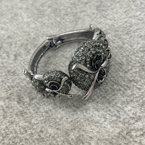 Sparkling Crystal Owls Bracelet Wide Hinged Bangle